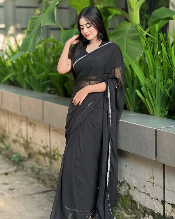 Indian Microsoft Georgette Saree - Image 7