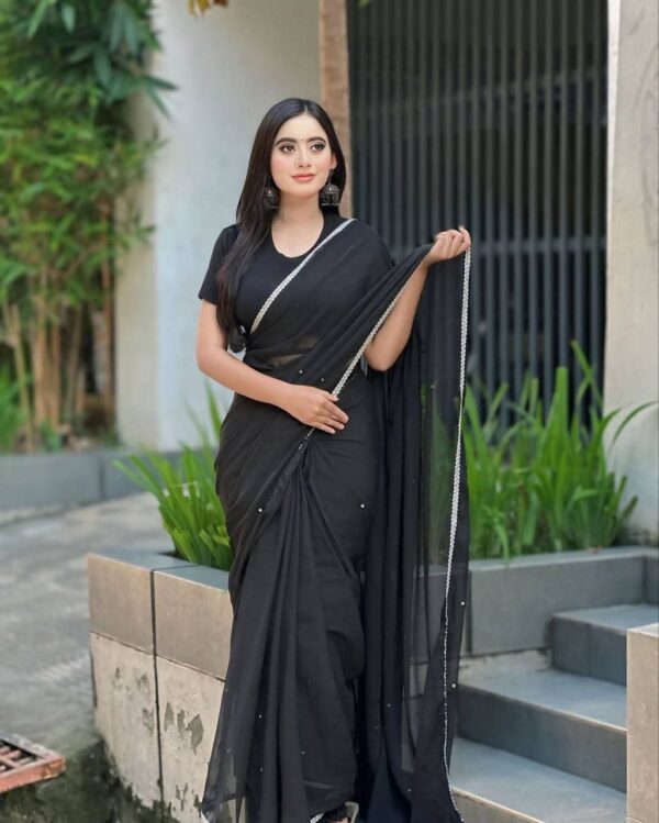 Indian Microsoft Georgette Saree - Image 6