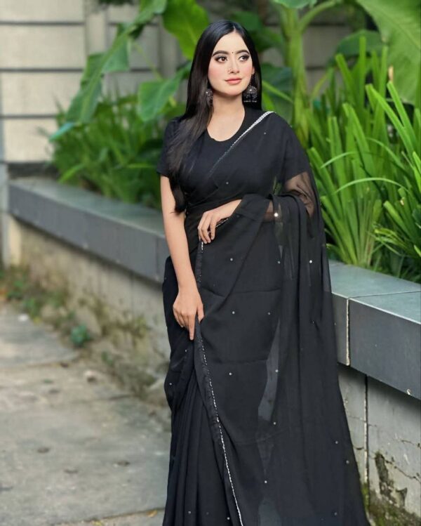 Indian Microsoft Georgette Saree - Image 5