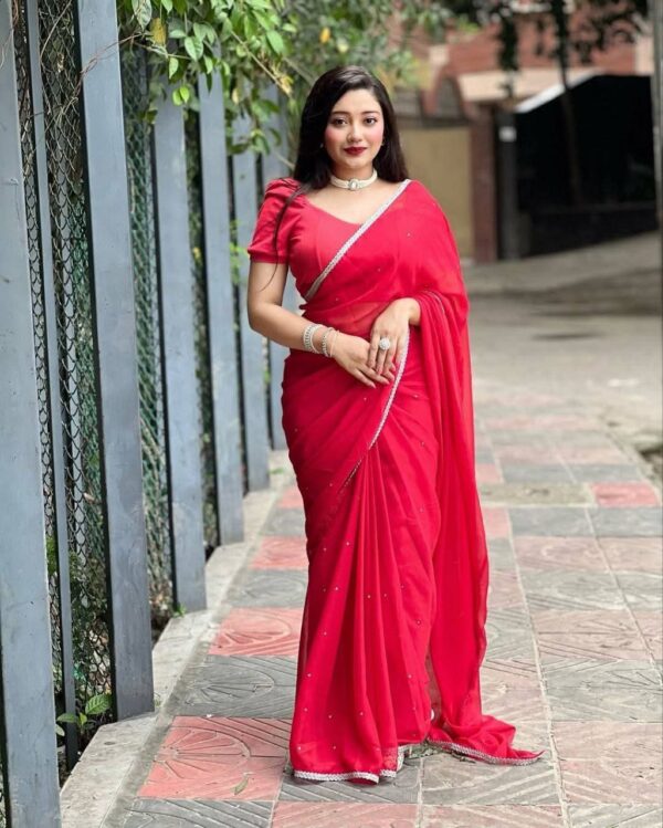 Indian Microsoft Georgette Saree - Image 9