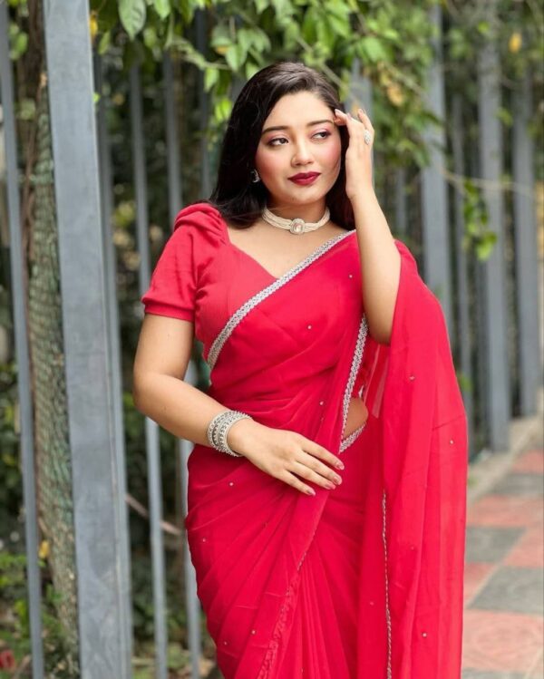 Indian Microsoft Georgette Saree - Image 12