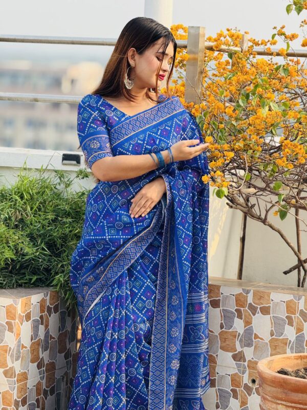 Digital Print Blue Saree